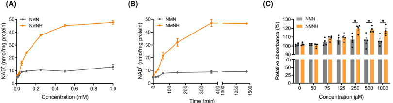 图2: 《Faseb》期刊发布的早期研究结果显示，NMNH是一种潜在的NAD+补充剂